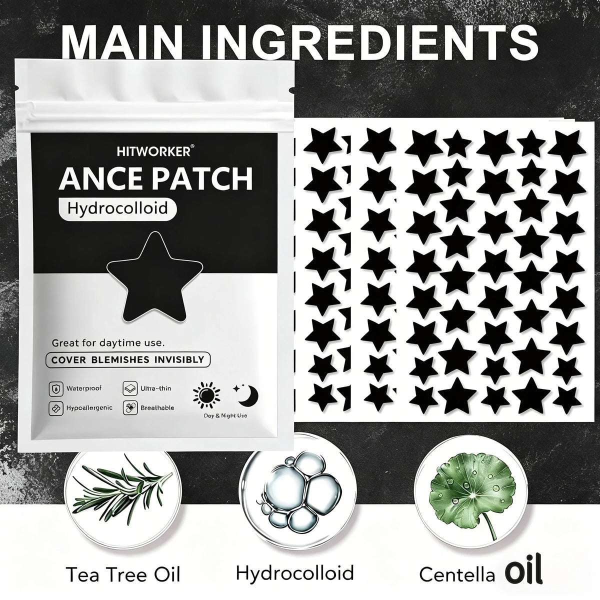 Hydrocolloid Pimple Patches with Tea Tree Oil - Bulk Pack