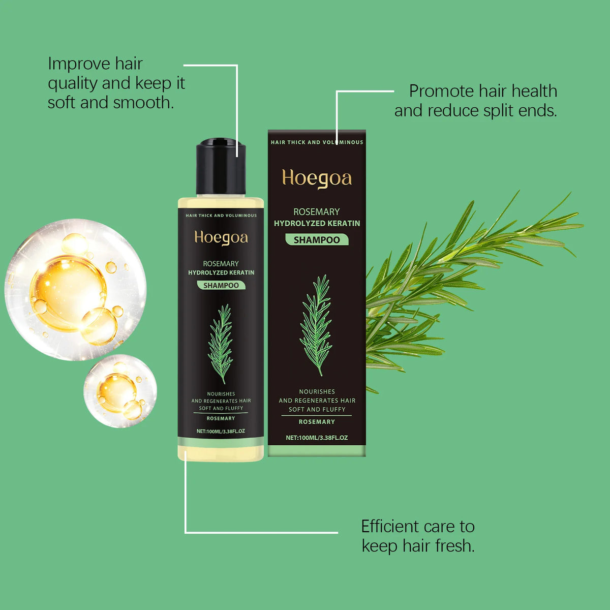 Thickening Shampoo Control Oil Boost Volume Strengthen Strands Reduce Breakage Nourishing Repairing Rosemary Hair Care Shampoo
