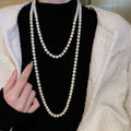 Shijiazu stacked with long pearl necklace women's light luxury temperament sweater chain Joker high sense autumn and winter necklace