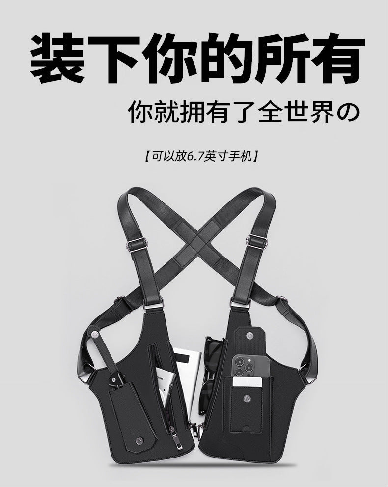 Amazon Men's Bag Retro Backpack with Underarm Satchel Multifunctional Shoulder Bag Men's Bag Outdoor Mobile Phone Bag Vest Bag