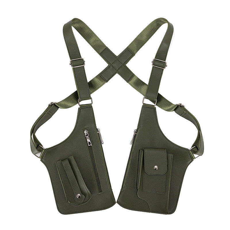 Amazon Men's Bag Retro Backpack with Underarm Satchel Multifunctional Shoulder Bag Men's Bag Outdoor Mobile Phone Bag Vest Bag