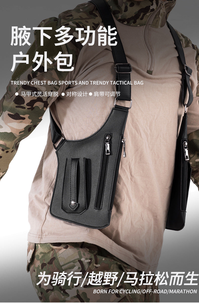 Amazon Men's Bag Retro Backpack with Underarm Satchel Multifunctional Shoulder Bag Men's Bag Outdoor Mobile Phone Bag Vest Bag
