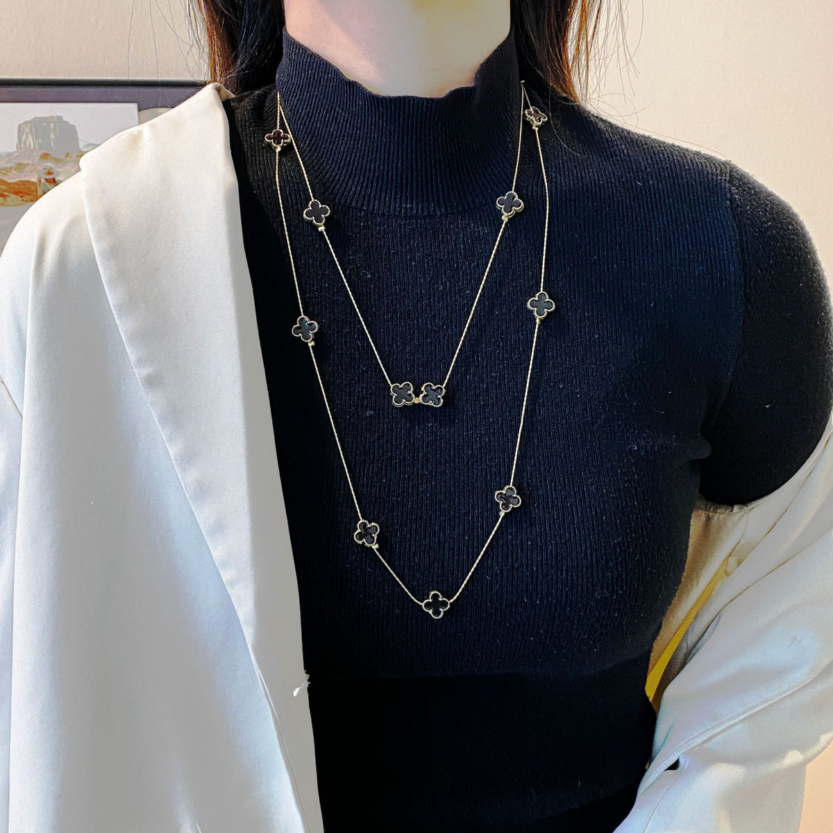 Women's Pearl Sweater Chain Necklace