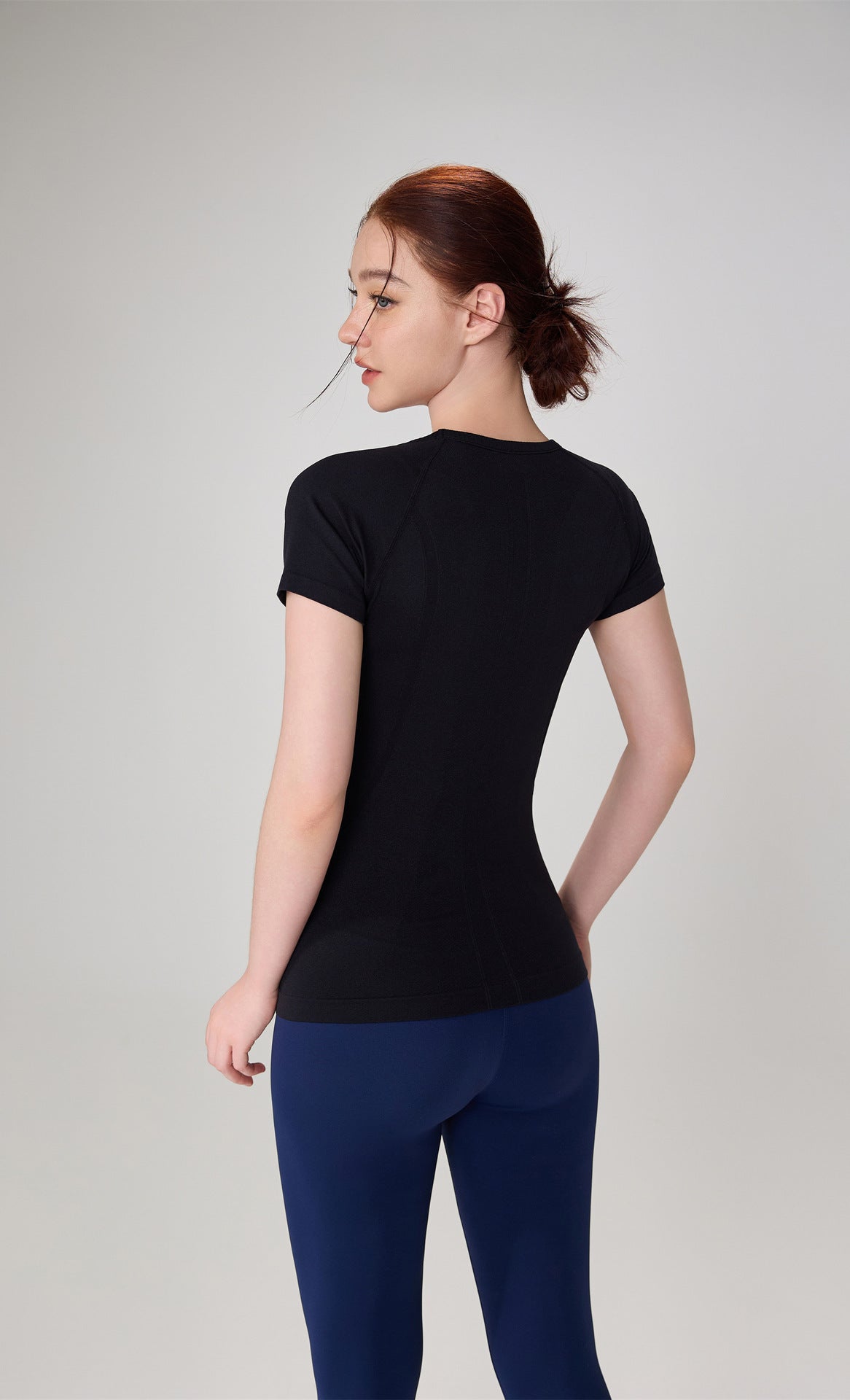 Tongmeng Seamless Elastic Yoga T-Shirt Slim Fit Quick-Dry Sports Short-Sleeve Women's Running Outdoor Breathable Fitness Top