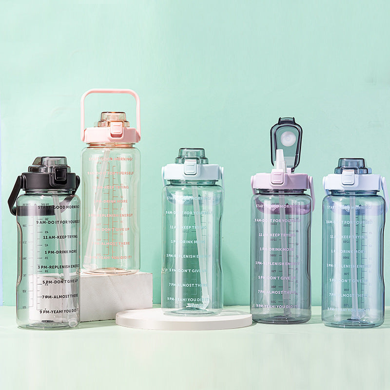 Water Cup, Super Large Capacity, High Appearance, Ton-Ton Barrel, Outdoor Sports Straw Cup, New Scale Cup, High Temperature Resistant Kettle