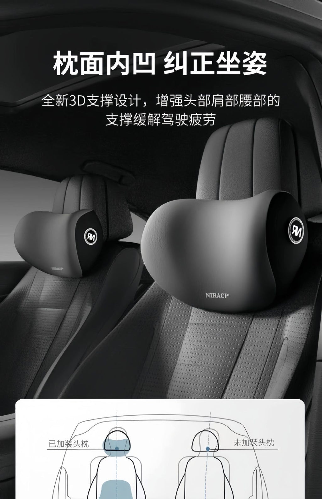 Car Waist Shoulder Pillow Car Pillow Seat Cushion Car Pillow Memory Cotton Waist Back Cushion Car Headrest