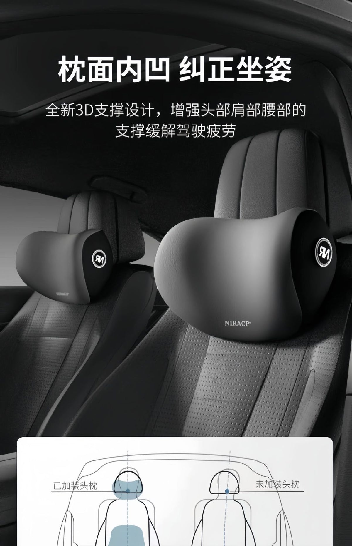 Car Waist Shoulder Pillow Car Pillow Seat Cushion Car Pillow Memory Cotton Waist Back Cushion Car Headrest