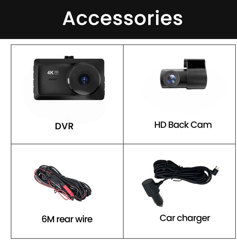 2025 New Cross-Border High-Definition 4K 3inch Driving Recorder Front and Rear Dual Recording Night Vision High-Definition Car Recorder