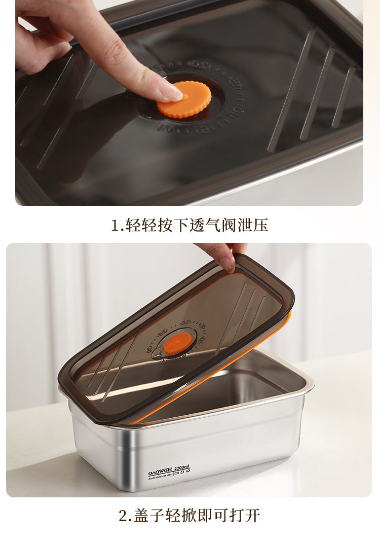 Extra Large Fresh-keeping Box Stainless Steel Household Refrigerated Freezing Fresh-keeping Micro-gland Cover Sealed Storage Fruit Lunch Box Rice