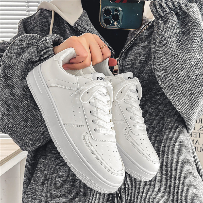 White Shoes Men's Summer Breathable Youth Casual All-match Men's Shoes 2024 New Student Pure White Sports Shoes