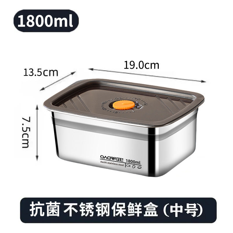 Extra Large Fresh-keeping Box Stainless Steel Household Refrigerated Freezing Fresh-keeping Micro-gland Cover Sealed Storage Fruit Lunch Box Rice