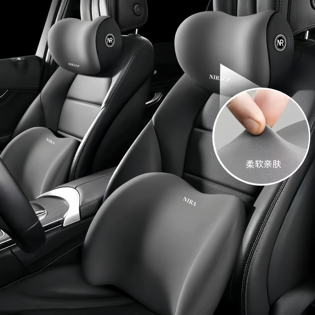 Car Waist Shoulder Pillow Car Pillow Seat Cushion Car Pillow Memory Cotton Waist Back Cushion Car Headrest