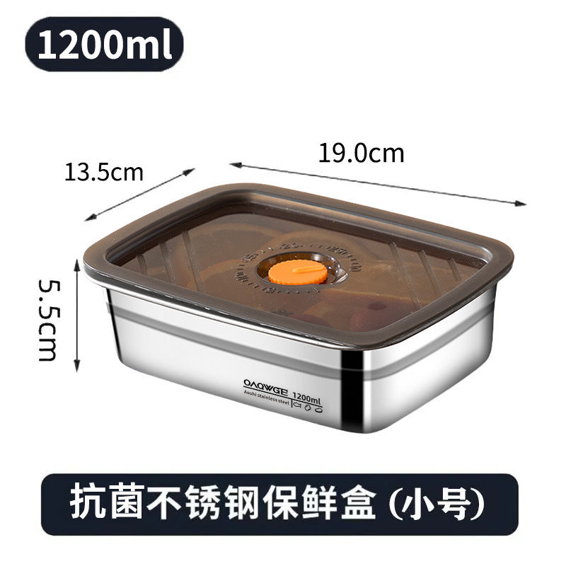Extra Large Fresh-keeping Box Stainless Steel Household Refrigerated Freezing Fresh-keeping Micro-gland Cover Sealed Storage Fruit Lunch Box Rice