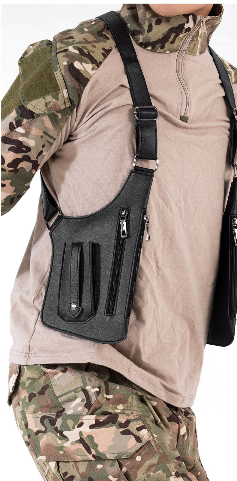 Amazon Men's Bag Retro Backpack with Underarm Satchel Multifunctional Shoulder Bag Men's Bag Outdoor Mobile Phone Bag Vest Bag