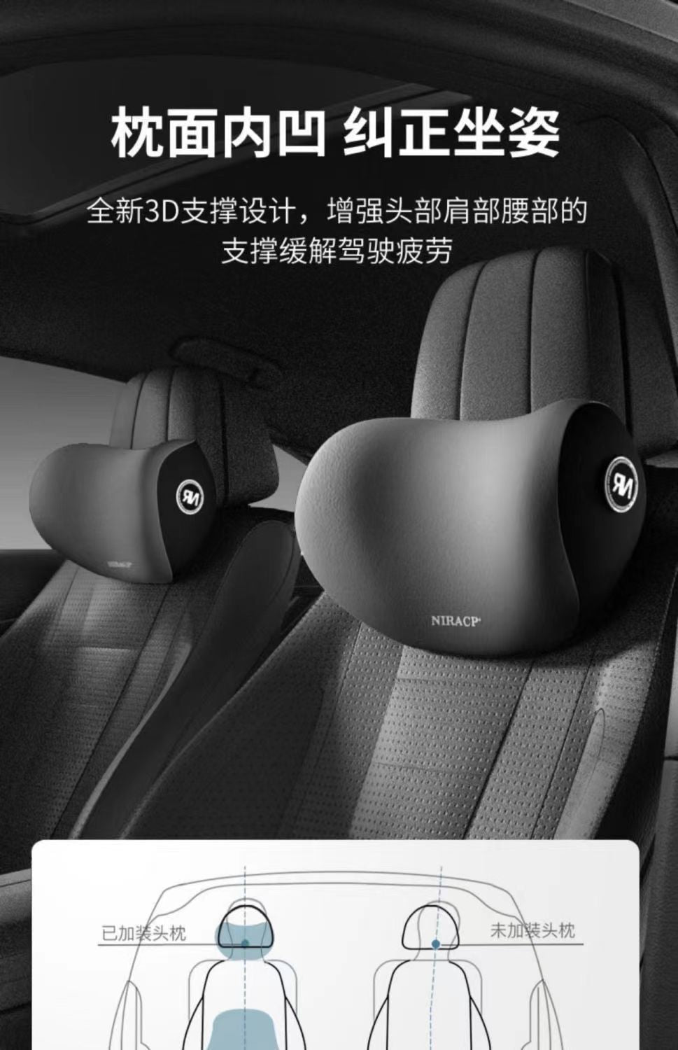 New car headrest lumbar suit car driving seat memory cotton waist protection car pillow neck pillow