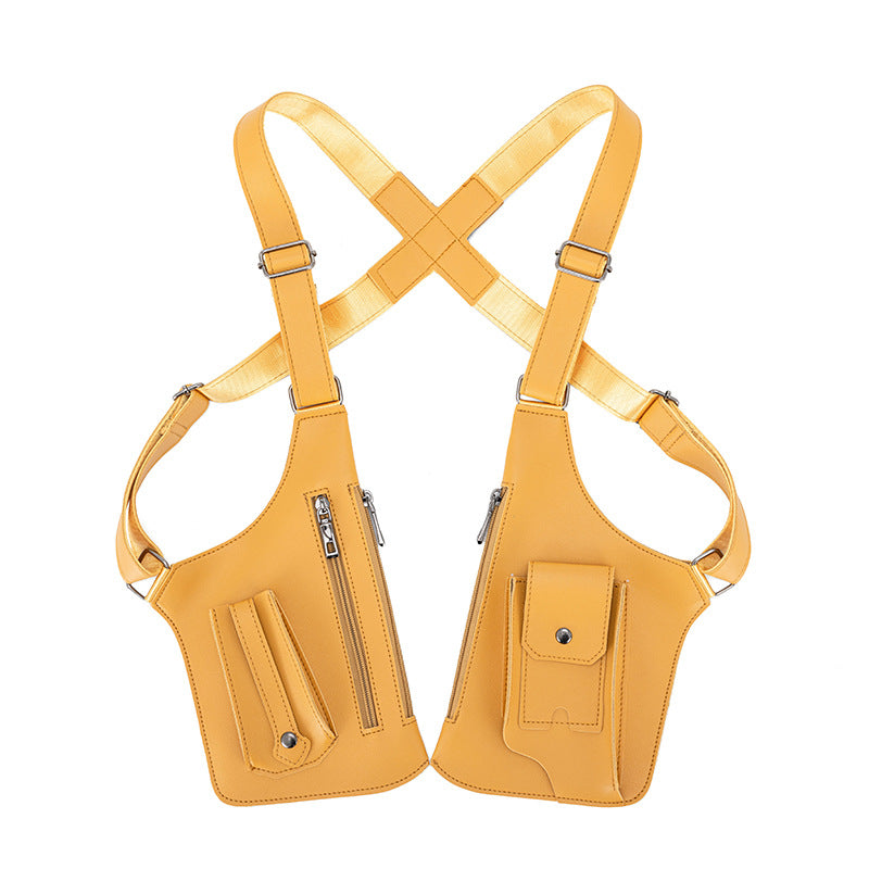 Amazon Men's Bag Retro Backpack with Underarm Satchel Multifunctional Shoulder Bag Men's Bag Outdoor Mobile Phone Bag Vest Bag