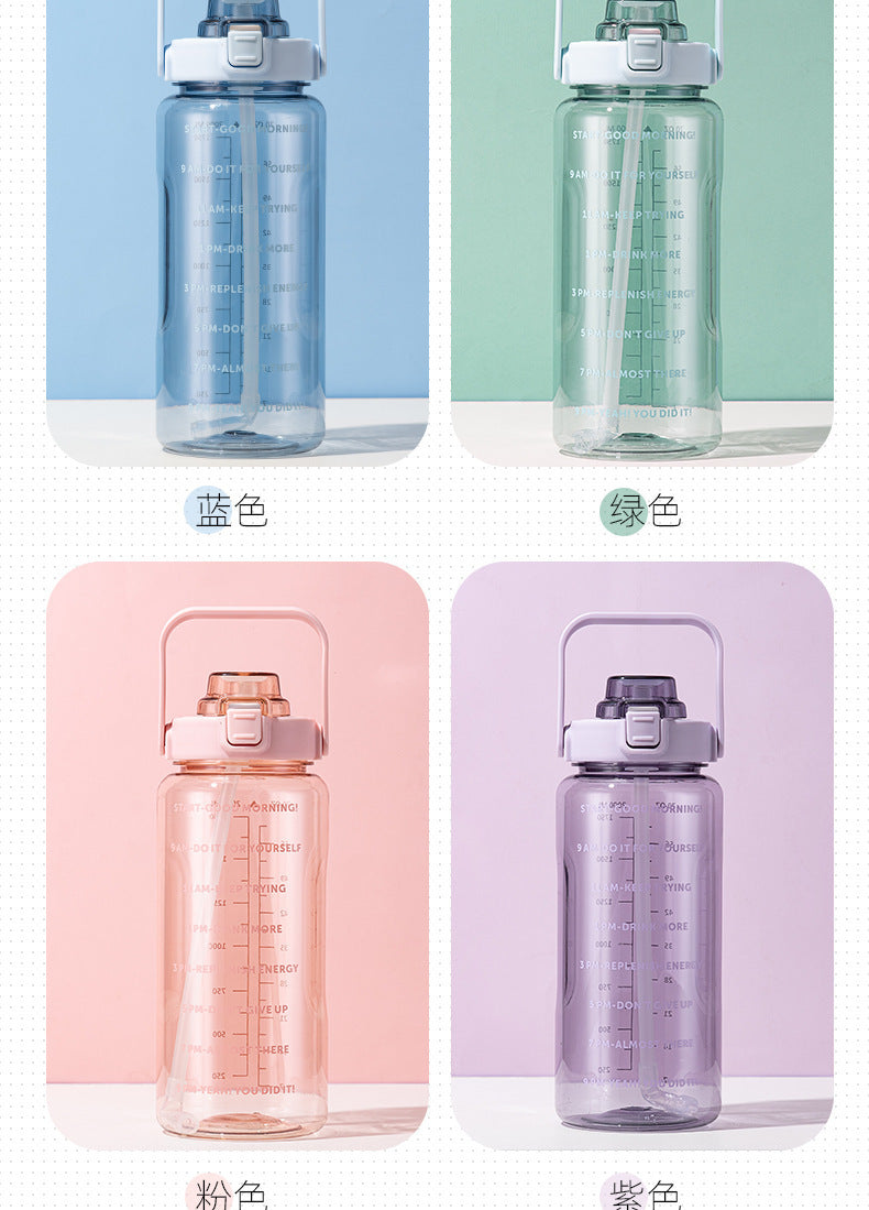 Water Cup, Super Large Capacity, High Appearance, Ton-Ton Barrel, Outdoor Sports Straw Cup, New Scale Cup, High Temperature Resistant Kettle