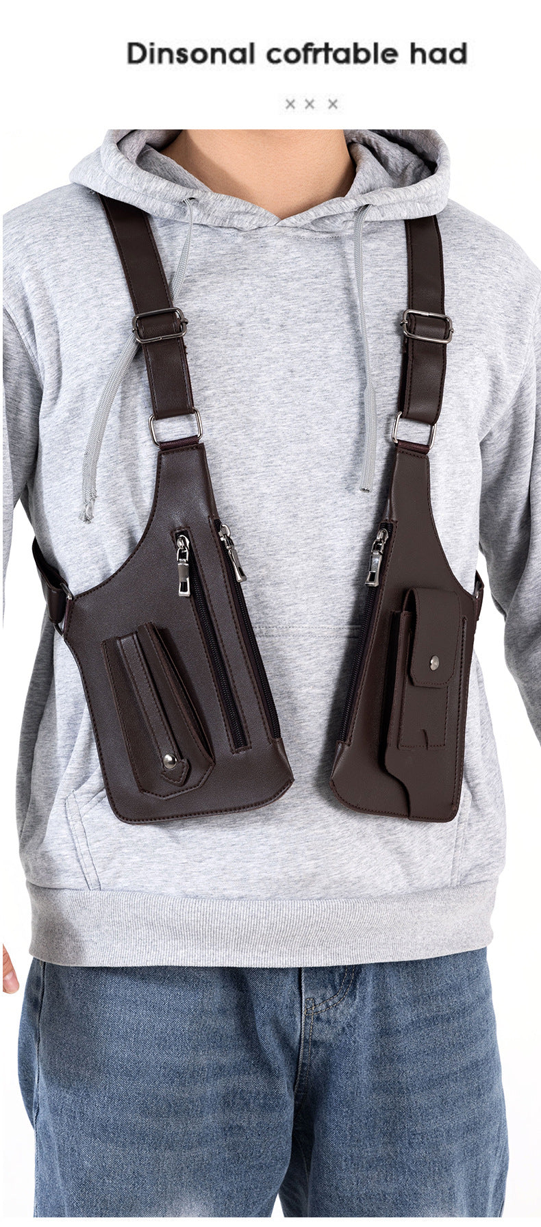 Amazon Men's Bag Retro Backpack with Underarm Satchel Multifunctional Shoulder Bag Men's Bag Outdoor Mobile Phone Bag Vest Bag