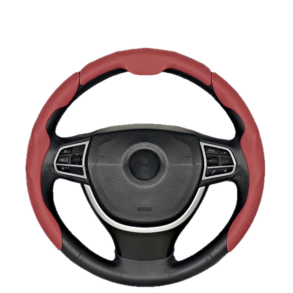 Car Steering Wheel Cover Nappa Leather Pinhole Pattern Breathable Sweat-Absorbent Buckle Four-Season Universal High-End Handle Cover Cross-Border