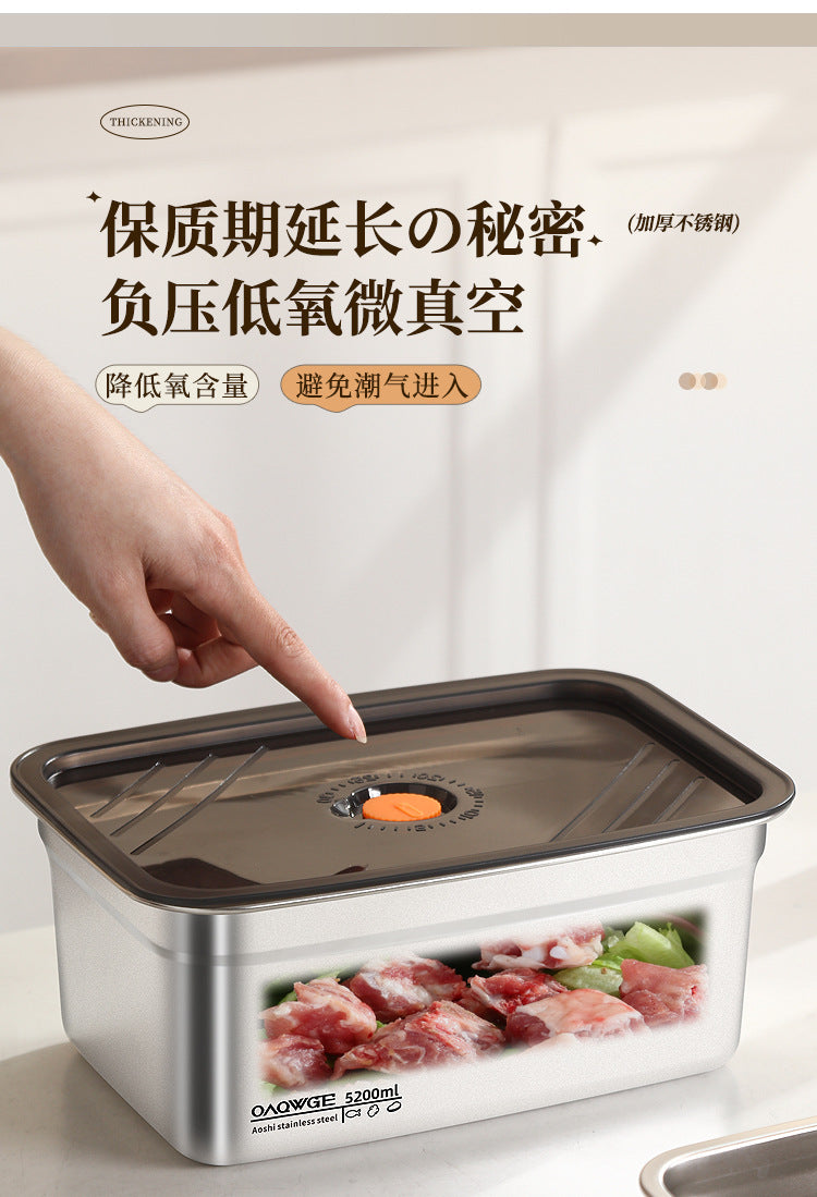 Extra Large Fresh-keeping Box Stainless Steel Household Refrigerated Freezing Fresh-keeping Micro-gland Cover Sealed Storage Fruit Lunch Box Rice