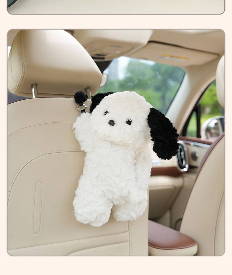 Car Puppy Tissue Seat Back Multifunctional Car Hanging Cartoon Cute Tissue Box Cover Women's Stuffed