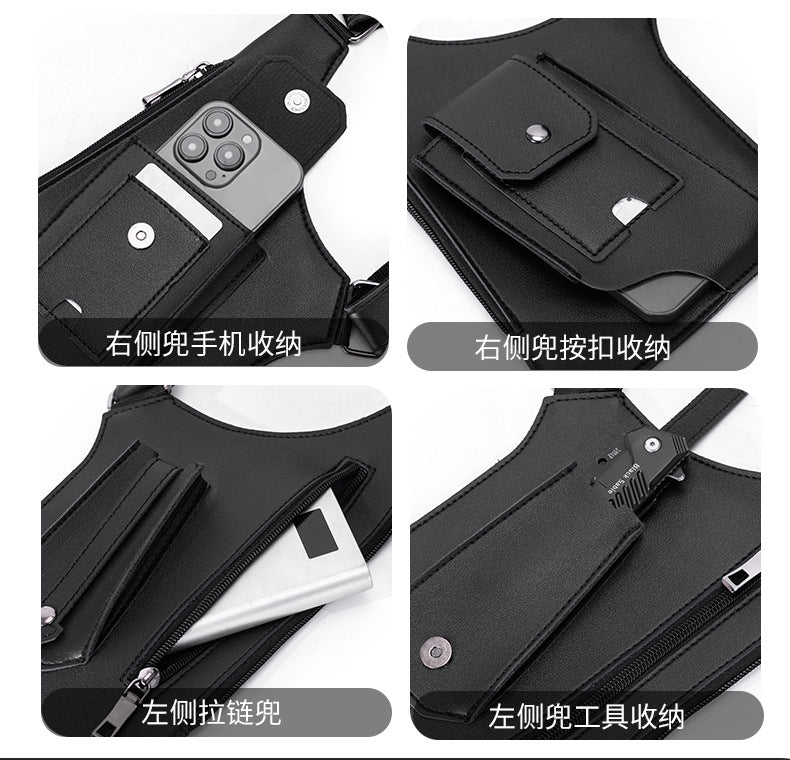 Amazon Men's Bag Retro Backpack with Underarm Satchel Multifunctional Shoulder Bag Men's Bag Outdoor Mobile Phone Bag Vest Bag