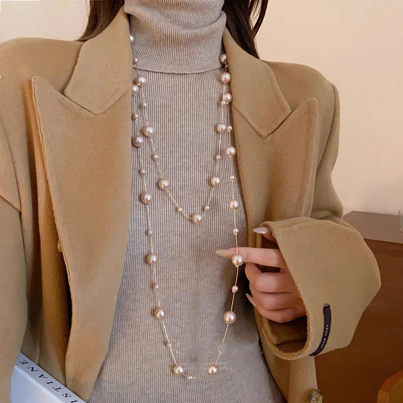 Women's Pearl Sweater Chain Necklace