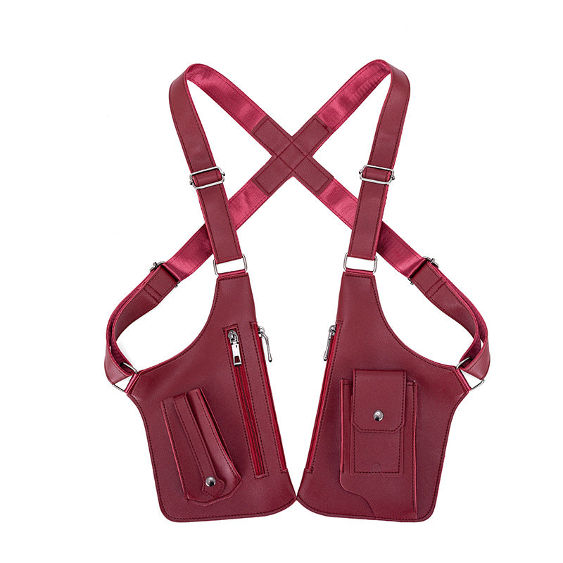 Amazon Men's Bag Retro Backpack with Underarm Satchel Multifunctional Shoulder Bag Men's Bag Outdoor Mobile Phone Bag Vest Bag
