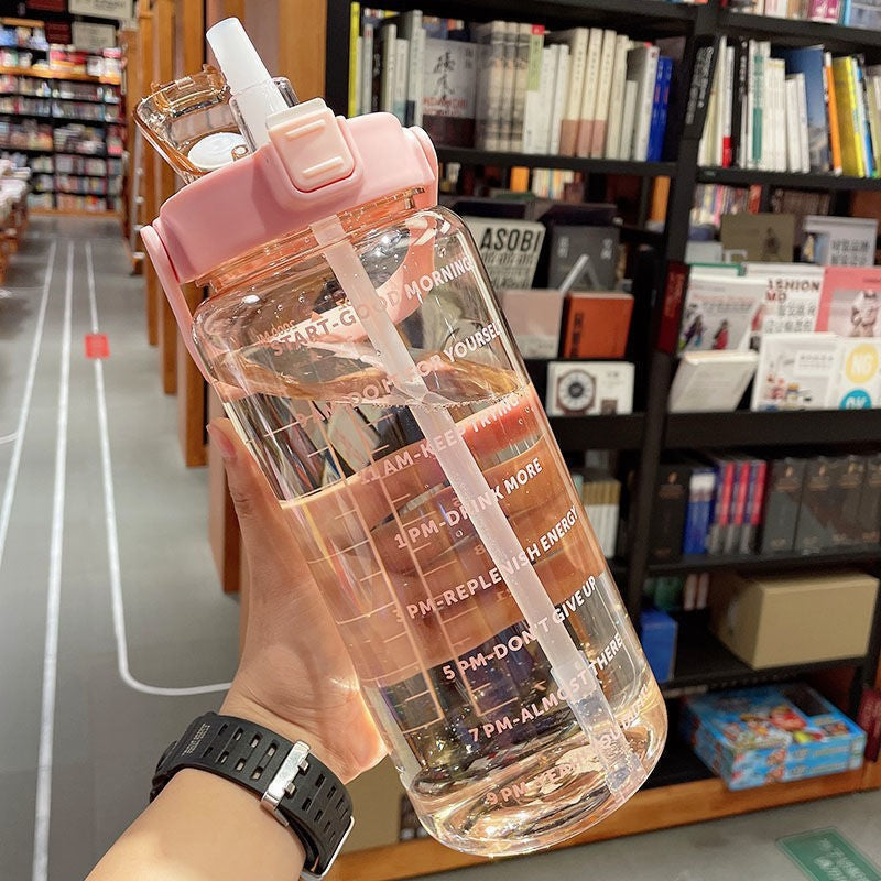Water Cup, Super Large Capacity, High Appearance, Ton-Ton Barrel, Outdoor Sports Straw Cup, New Scale Cup, High Temperature Resistant Kettle