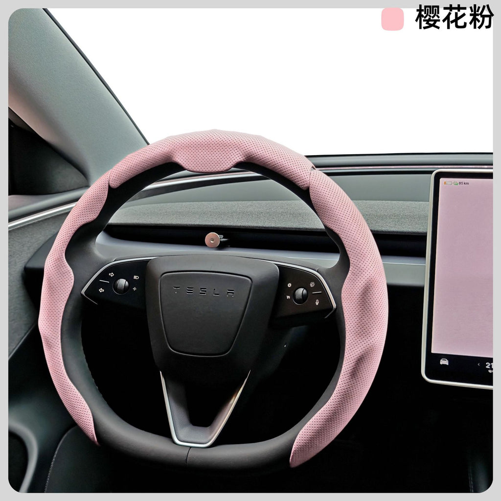 Car Steering Wheel Cover Nappa Leather Pinhole Pattern Breathable Sweat-Absorbent Buckle Four-Season Universal High-End Handle Cover Cross-Border