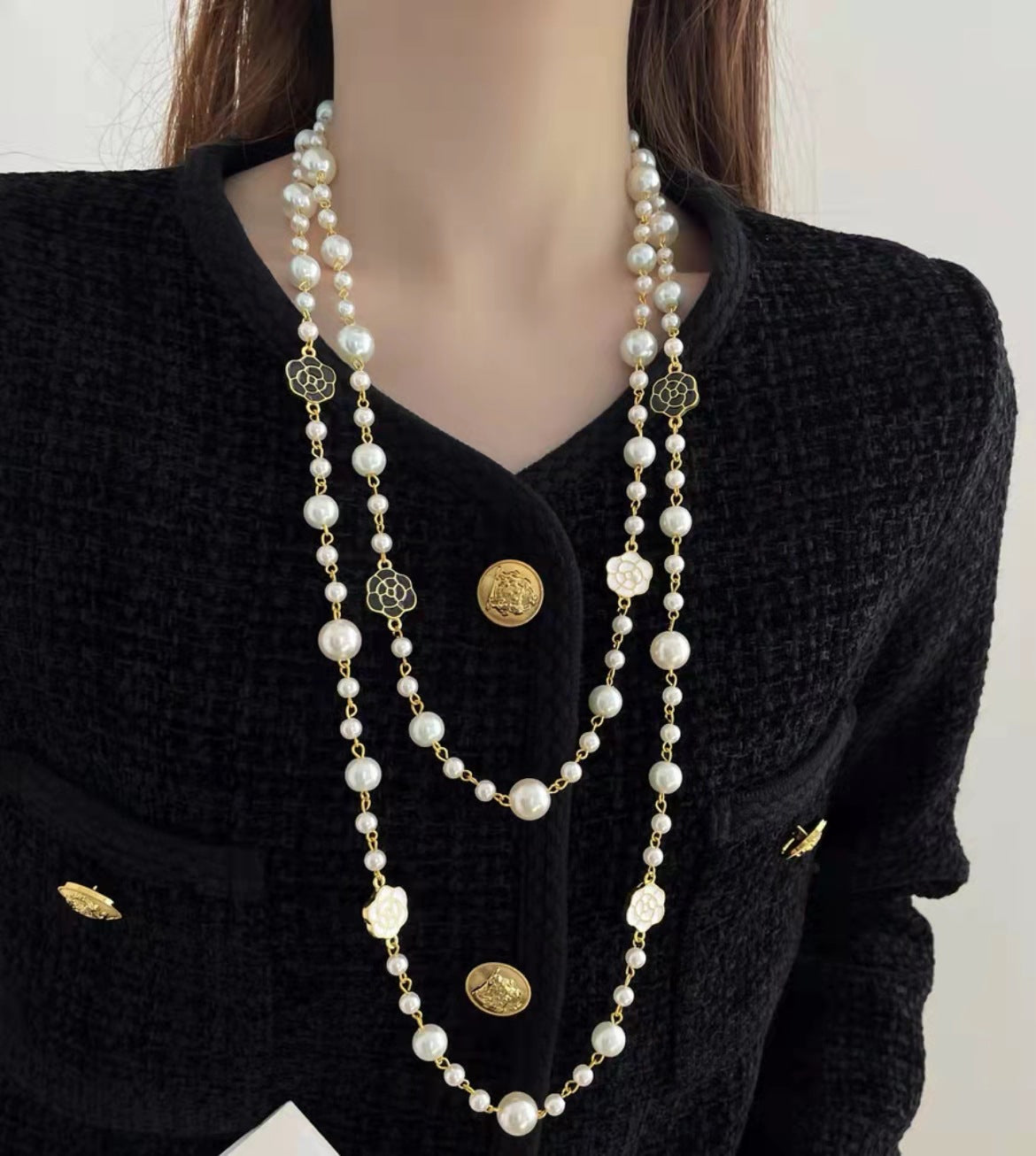 Women's Pearl Sweater Chain Necklace