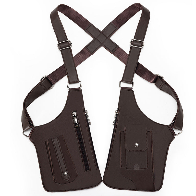 Amazon Men's Bag Retro Backpack with Underarm Satchel Multifunctional Shoulder Bag Men's Bag Outdoor Mobile Phone Bag Vest Bag