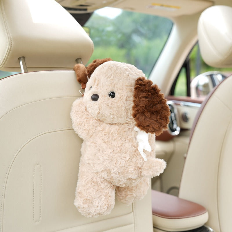 Car Puppy Tissue Seat Back Multifunctional Car Hanging Cartoon Cute Tissue Box Cover Women's Stuffed