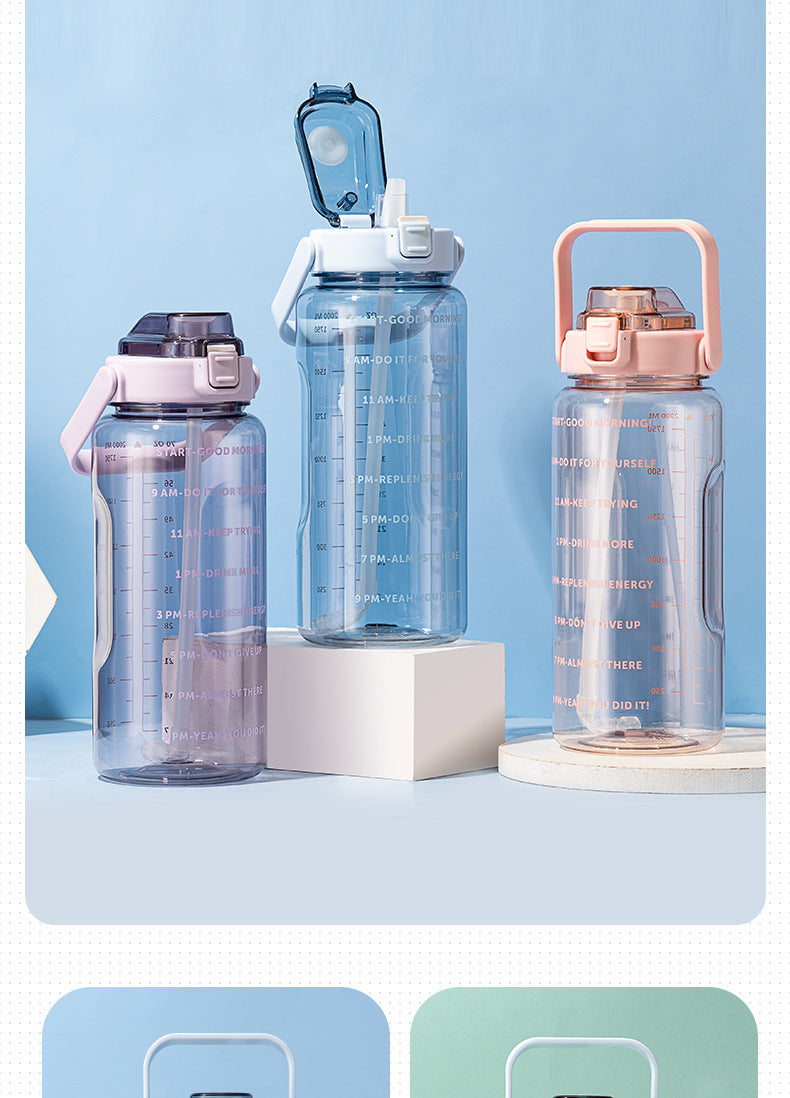 Water Cup, Super Large Capacity, High Appearance, Ton-Ton Barrel, Outdoor Sports Straw Cup, New Scale Cup, High Temperature Resistant Kettle