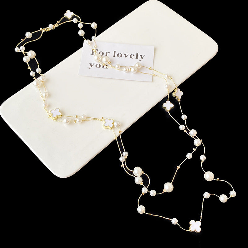 Women's Pearl Sweater Chain Necklace