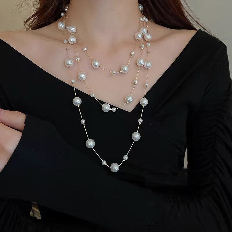 Women's Pearl Sweater Chain Necklace