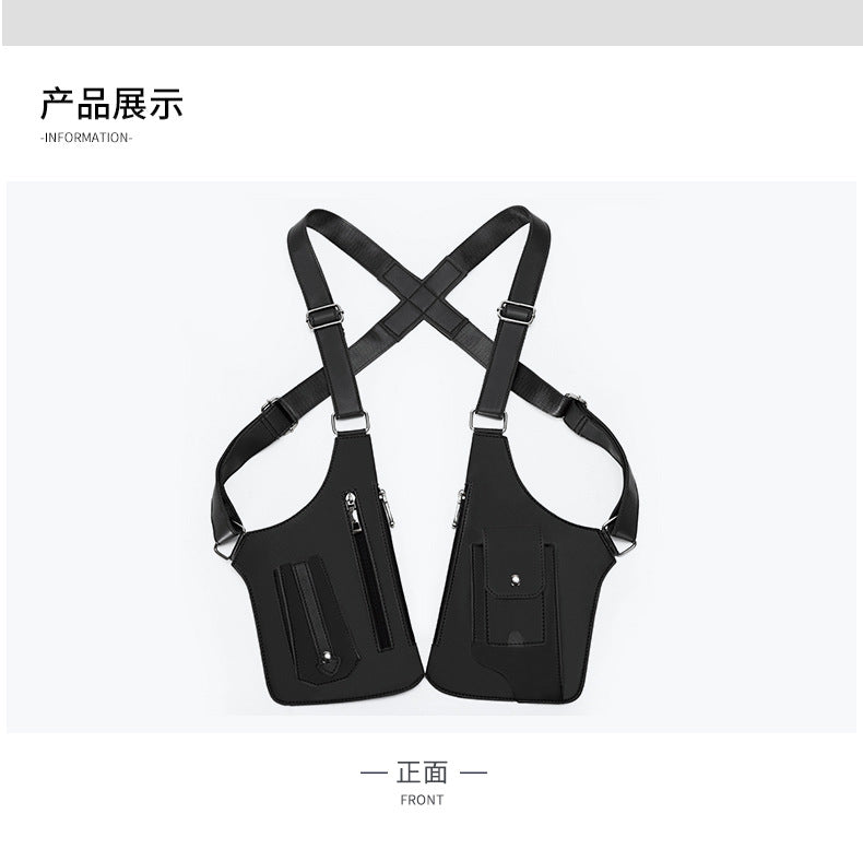 Amazon Men's Bag Retro Backpack with Underarm Satchel Multifunctional Shoulder Bag Men's Bag Outdoor Mobile Phone Bag Vest Bag