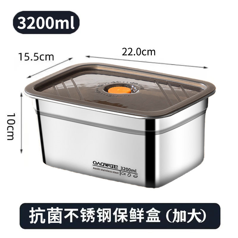 Extra Large Fresh-keeping Box Stainless Steel Household Refrigerated Freezing Fresh-keeping Micro-gland Cover Sealed Storage Fruit Lunch Box Rice