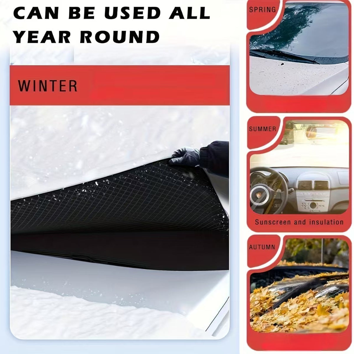 Cross-Border Car Snow Cover, Winter Front Windshield, Anti-Freeze, Anti-Frost and Snow Cover, Magnetic Snow Cover, Half Cover, Car Cover Wholesale