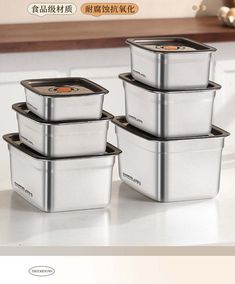 Extra Large Fresh-keeping Box Stainless Steel Household Refrigerated Freezing Fresh-keeping Micro-gland Cover Sealed Storage Fruit Lunch Box Rice