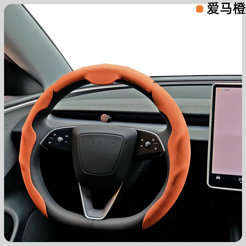 Car Steering Wheel Cover Nappa Leather Pinhole Pattern Breathable Sweat-Absorbent Buckle Four-Season Universal High-End Handle Cover Cross-Border