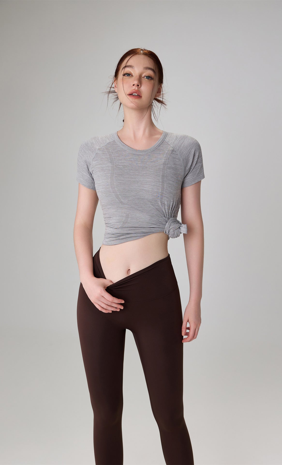 Tongmeng Seamless Elastic Yoga T-Shirt Slim Fit Quick-Dry Sports Short-Sleeve Women's Running Outdoor Breathable Fitness Top