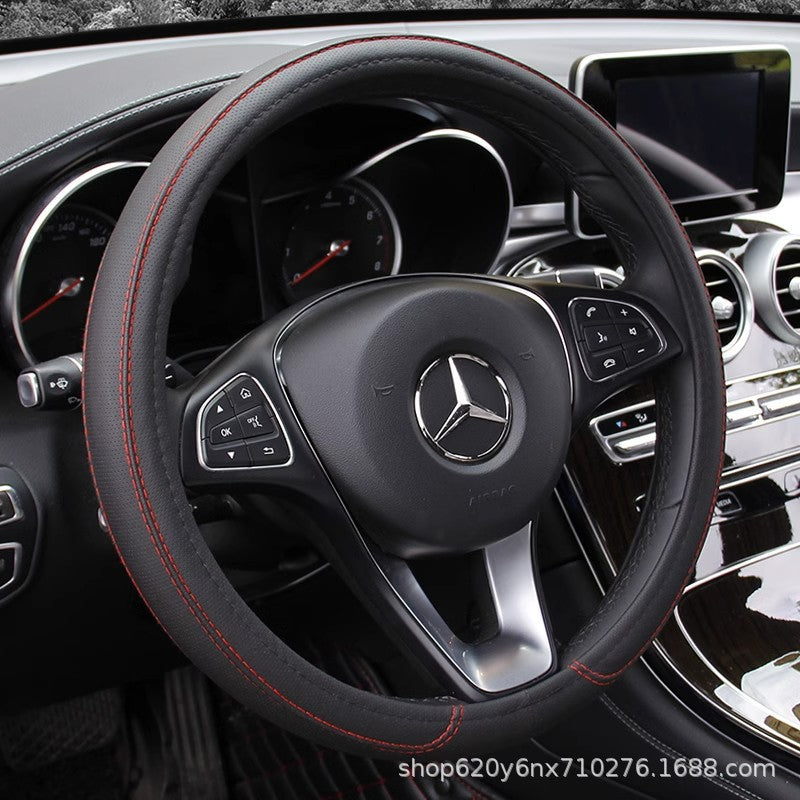 Car Steering Wheel Cover Classic Frosted Leather Perforated Mature Handle Cover 4S Shop Car Factory Cross-Border Wholesale Export