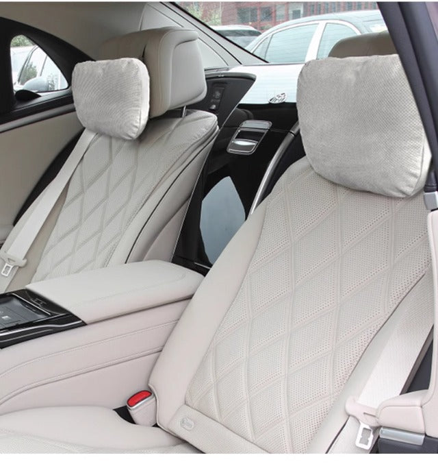Car Headrest and Lumbar Support for Mercedes S-Class, Perforated Breathable Neck Pillow, In-Car Cushion, Pair of Breathable Neck Pillows