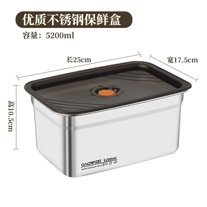 Extra Large Fresh-keeping Box Stainless Steel Household Refrigerated Freezing Fresh-keeping Micro-gland Cover Sealed Storage Fruit Lunch Box Rice