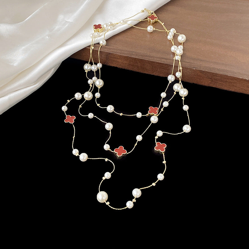 Women's Pearl Sweater Chain Necklace