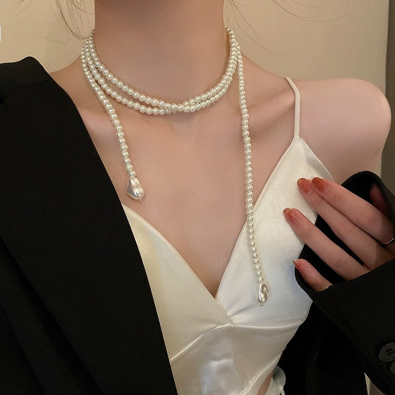 Women's Pearl Sweater Chain Necklace