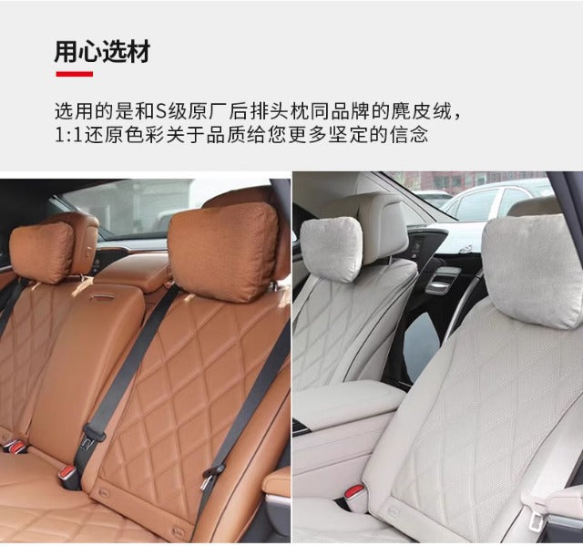 Car Headrest and Lumbar Support for Mercedes S-Class, Perforated Breathable Neck Pillow, In-Car Cushion, Pair of Breathable Neck Pillows