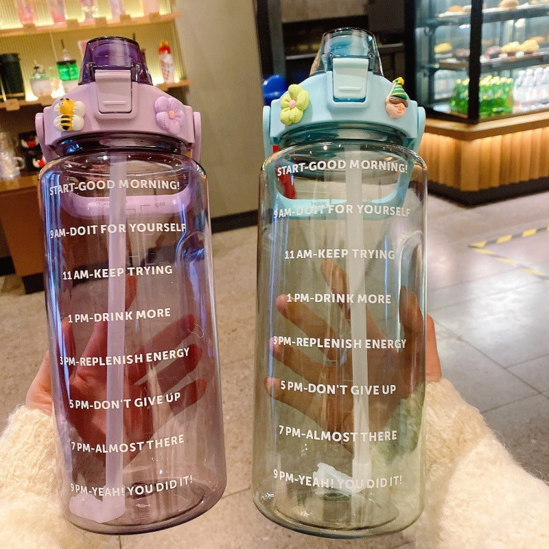 Water Cup, Super Large Capacity, High Appearance, Ton-Ton Barrel, Outdoor Sports Straw Cup, New Scale Cup, High Temperature Resistant Kettle