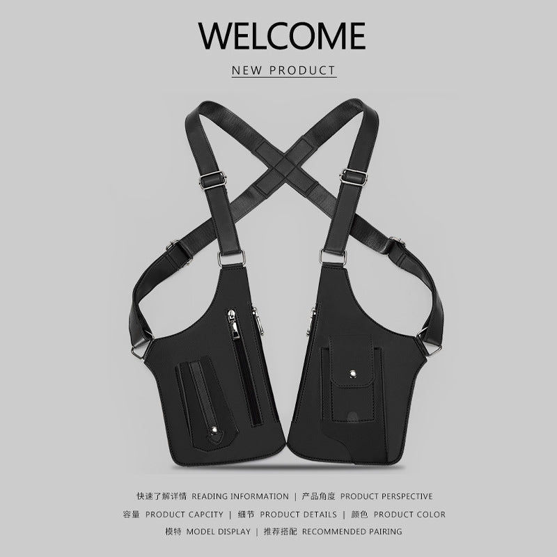 Amazon Men's Bag Retro Backpack with Underarm Satchel Multifunctional Shoulder Bag Men's Bag Outdoor Mobile Phone Bag Vest Bag